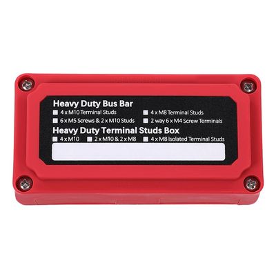 G-PLUS Red Heavy Duty 4 Way Bus Bar/Power Nylon/Fiberglass Distribution Box I Type Screw 300A 48V DC