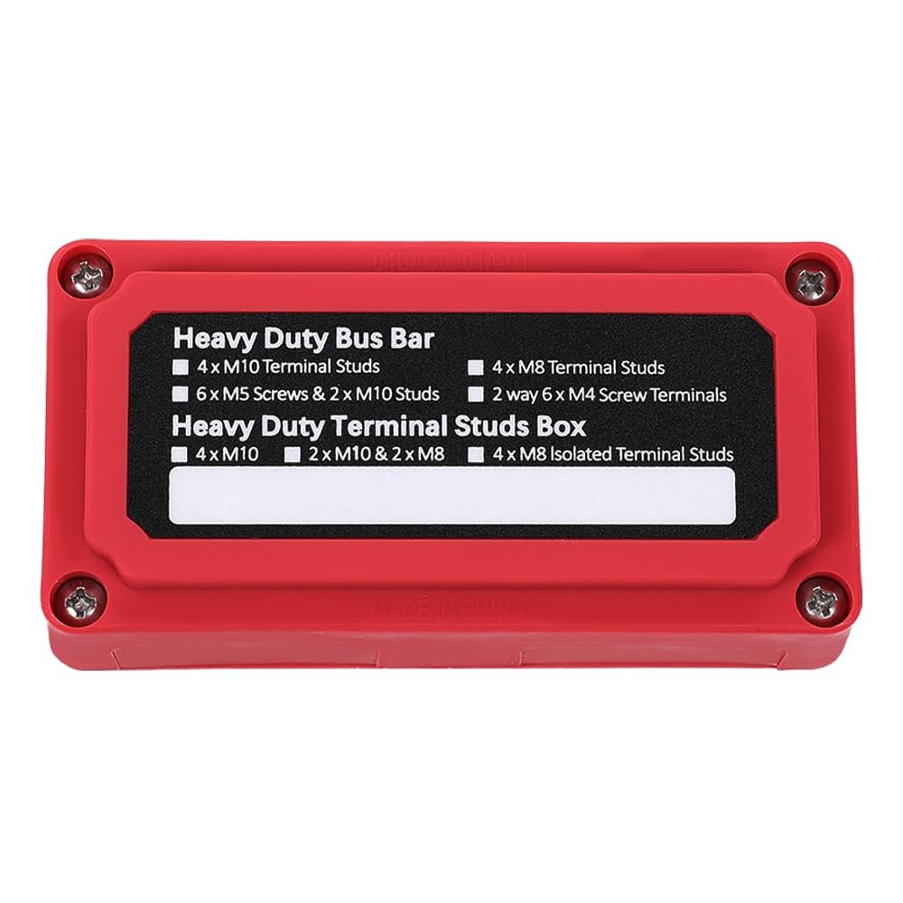G-PLUS Red Heavy Duty 4 Way Bus Bar/Power Nylon/Fiberglass Distribution Box I Type Screw 300A 48V DC