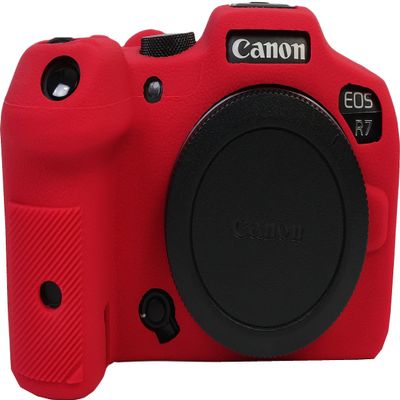 R7 Case, BMAOLLONGB Fullbody Ultra-Thin Lightweight Rubber Soft Silicone Housing Case Bag Cover for Canon Eos R7 (Red)