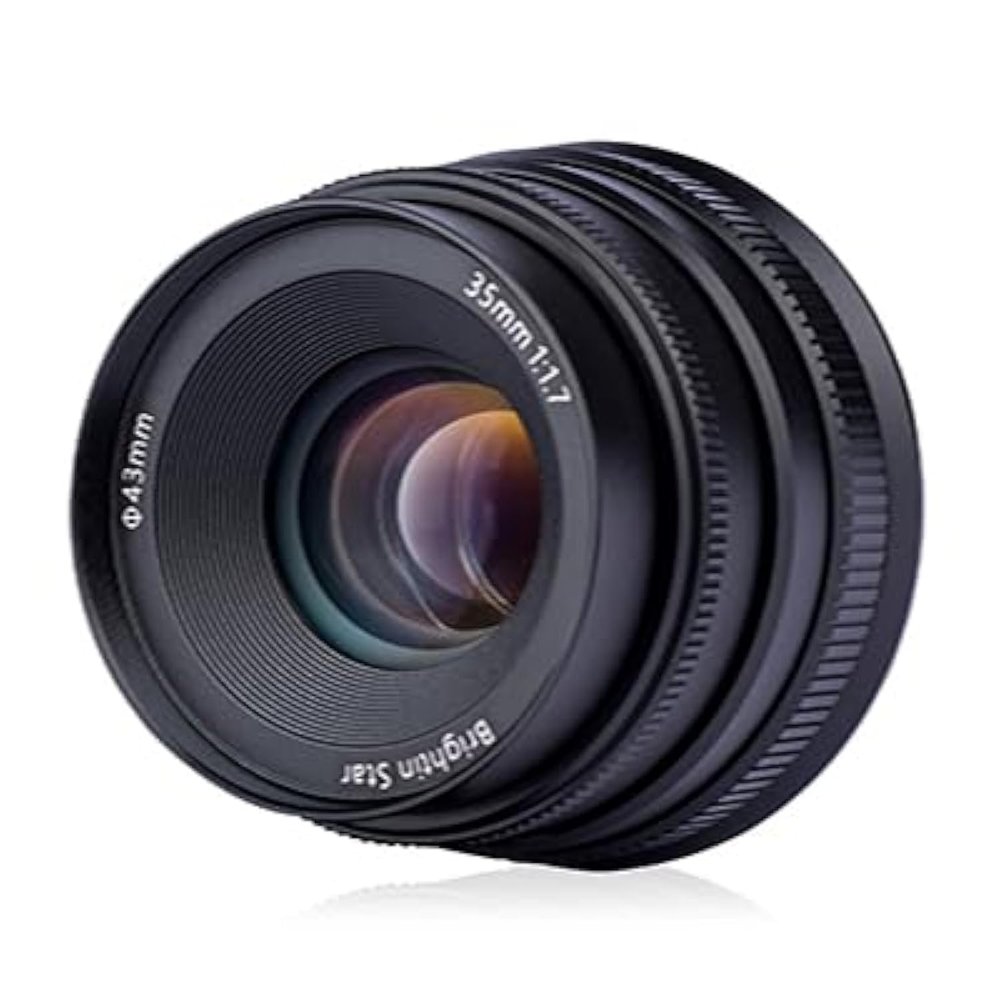 Brightin Star 35mm F1.7 Lens for Canon EOS-M Mount Mirrorless Cameras, APS-C Manual Focus Large Aperture Prime Humanistic Lens Fit for M6, M50, M5, M3, M200, M10, M100, M, M2(Black)