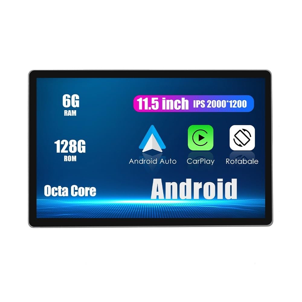 11.5" Universal CarPlay/Android Auto Autoradio FM/AM Radio Car Navigation Stereo Pad Multimedia Player GPS IPS Screen Display RDS DSP BT WiFi 2 Din Headunit Tablet Octa Core 6G+128G Rotatable