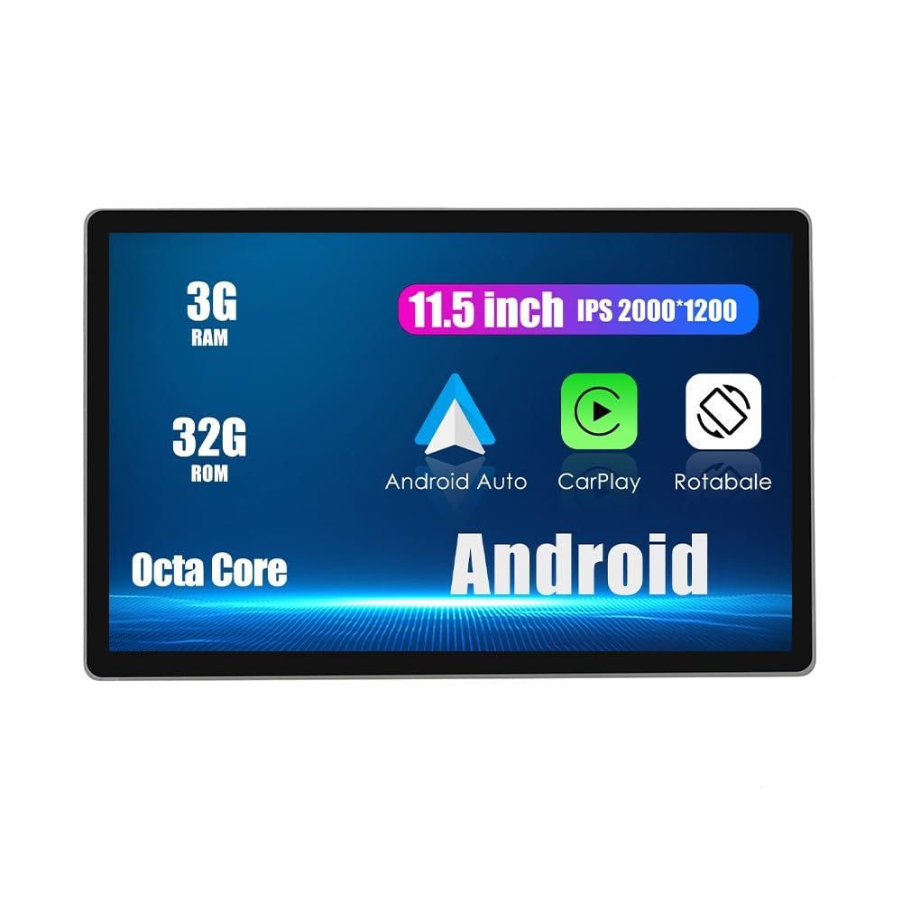 11.5" Universal CarPlay/Android Auto Autoradio FM/AM Radio Car Navigation Stereo Pad Multimedia Player GPS IPS Screen Display RDS DSP BT WiFi 2 Din Headunit Tablet Octa Core 3G+32G Rotatable