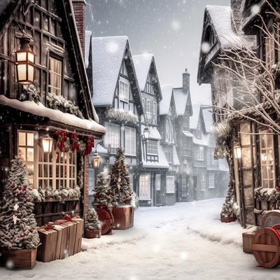 Christmas Photography Backdrop for Family Party Christmas Trees Street Children Portrait Photo Studio Props
