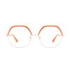 AOOLIA Blue Light Blocking Reading Glasses Hexagonal Men Women Metal Rimmed Eyewear Anti Eyestrain Computer Working Readers (Orange, 1.75, multiplier_x) view 2
