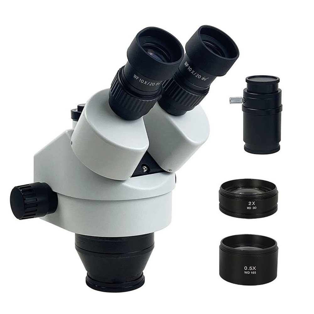 Lab Microscope Slides 3.5X 7X 45X 90X Simul-Focal Trinocular Stereo Microscope Head Continuous Zoom WF10X/20MM Eyepiece Auxiliary Objective Lens Microscope Parts (Color : 3.5X-90X WH)