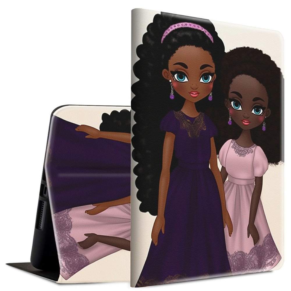 BFSEROBJ Case for Kindle Fire HD 10 Tablet 10.1" 7th/9th Generation 2017/2019 Release Lightweight Smart Case PU Leather Adjustable Stand Protective Cover with Auto Wake/Sleep - Cute African Girl