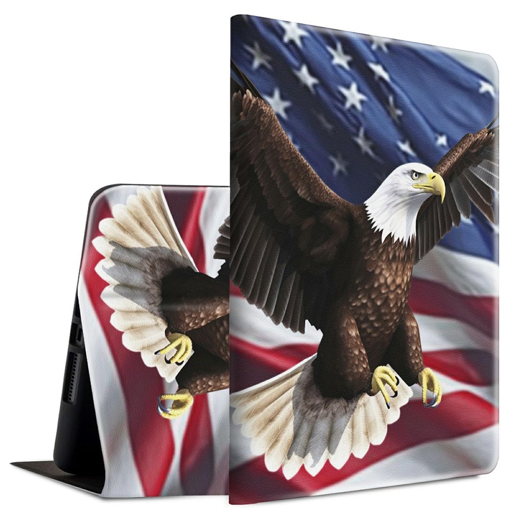 BFSEROBJ Case for Kindle Fire hd 8 Case 2017/2018 Release 7th/8th Generation Lightweight Smart Cover PU Leather Adjustable Stand Protective Cover with Auto Wake/Sleep - American Flag Eagle