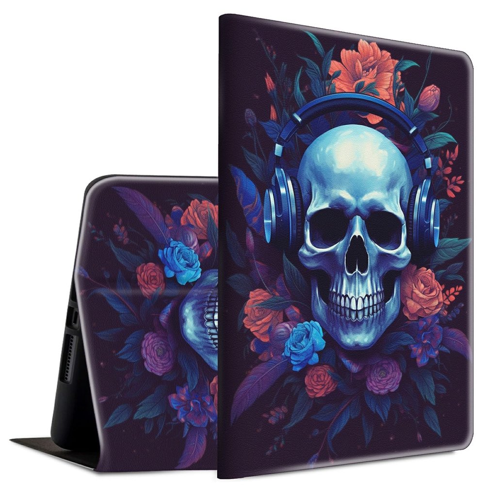 BFSEROBJ Case for 6.8" Kindle Paperwhite 11th Generation 2021 and Kindle Paperwhite Signature Edition Lightweight Smart Case Adjustable Stand Protective Cover with Auto Wake/Sleep - Folwer Skull