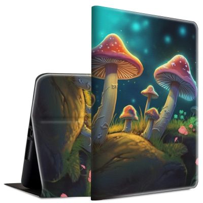 BFSEROBJ Case for All-New Kindle Fire HD 10 & 10 Plus Tablet 11th Generation 2021 Release Lightweight Smart Case PU Leather Adjustable Stand Protective Cover with Auto Wake/Sleep - Mushroom