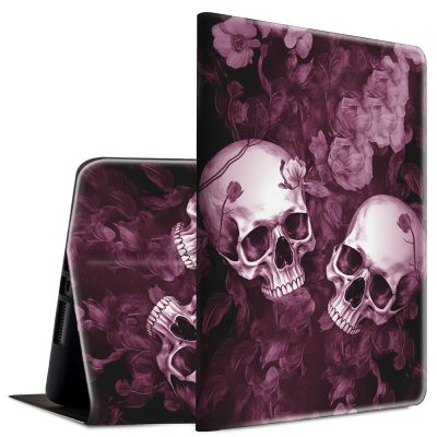 BFSEROBJ Case for 6.8" Kindle Paperwhite 11th Generation 2021 and Kindle Paperwhite Signature Edition Lightweight Smart Case Adjustable Stand Protective Cover with Auto Wake/Sleep - Pink Flower Skull