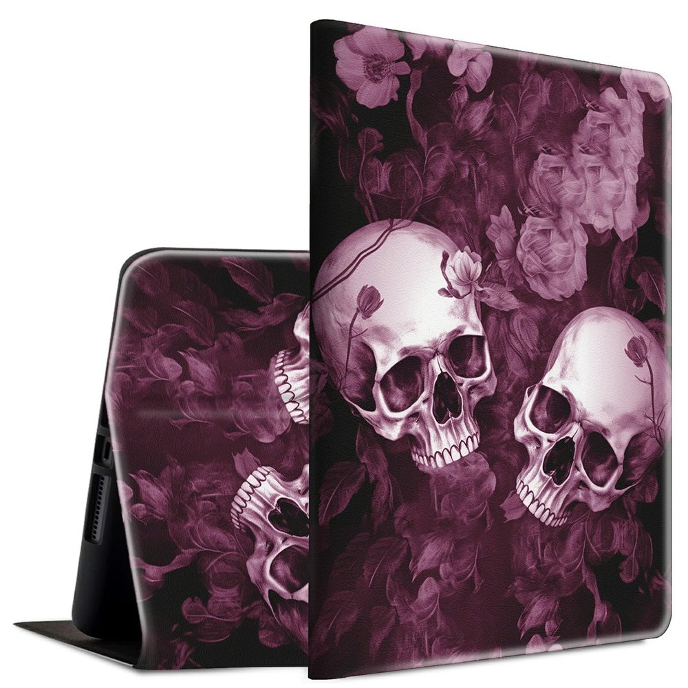 BFSEROBJ Case for 6.8" Kindle Paperwhite 11th Generation 2021 and Kindle Paperwhite Signature Edition Lightweight Smart Case Adjustable Stand Protective Cover with Auto Wake/Sleep - Pink Flower Skull