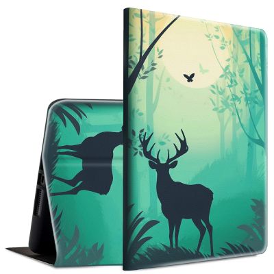 BFSEROBJ Case for All-New Fire 7 Tablet Case 7" 12th Generation 2022 Release Lightweight Smart Cover PU Leather Adjustable Stand Protective Cover with Auto Wake/Sleep - Green Forest Skull