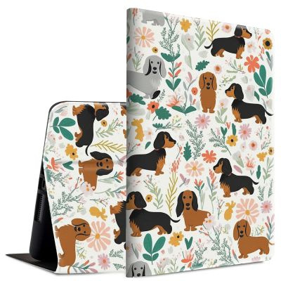 BFSEROBJ Case for All-New Fire 7 Tablet Case 7" 12th Generation 2022 Release Lightweight Smart Cover PU Leather Adjustable Stand Protective Cover with Auto Wake/Sleep - Dog Flower