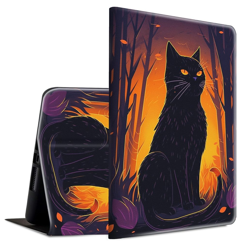 BFSEROBJ Case for 6.8" Kindle Paperwhite 11th Generation 2021 and Kindle Paperwhite Signature Edition Lightweight Smart Case Adjustable Stand Cover with Auto Wake/Sleep - Forest and Black Cat