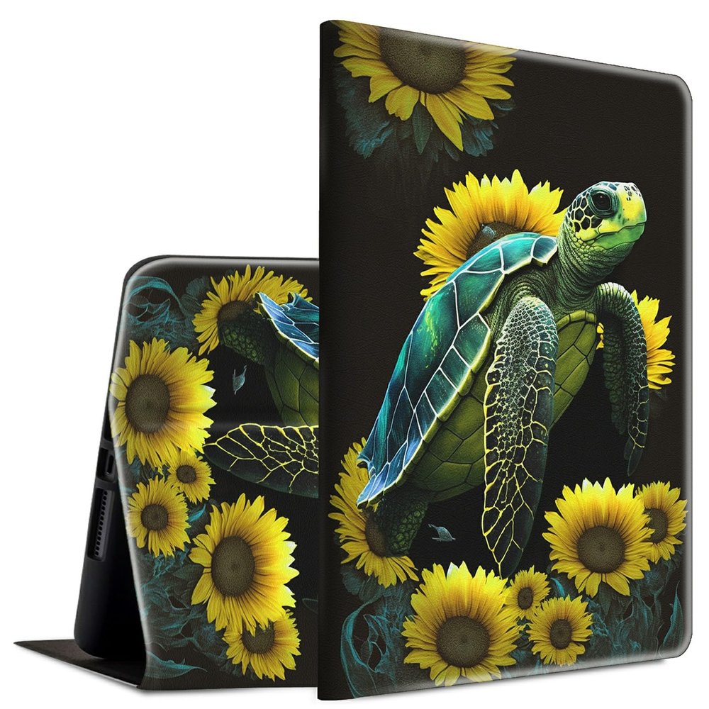 BFSEROBJ Case for 6.8" Kindle Paperwhite 11th Generation 2021 and Kindle Paperwhite Signature Edition Lightweight Smart Case Adjustable Stand Protective Cover with Auto Wake/Sleep - Sunflowers Turtle
