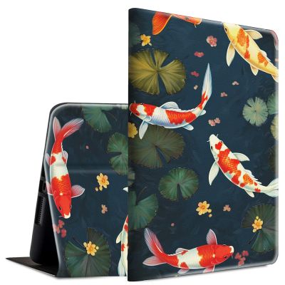 BFSEROBJ Case for Kindle Fire HD 10 Tablet 10.1" 7th/9th Generation 2017/2019 Release Lightweight Smart Case PU Leather Adjustable Stand Protective Cover with Auto Wake/Sleep - Cute Fish