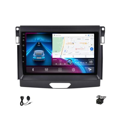 Android Car Stereo 9 Inch Touchscreen Bluetooth Car Radio for Ford Ranger 2015~2020 GPS in-Dash Navigation FM Radio Mirror Link DSP, with Backup Camera+Microphone,4g WiFi,8G+128G