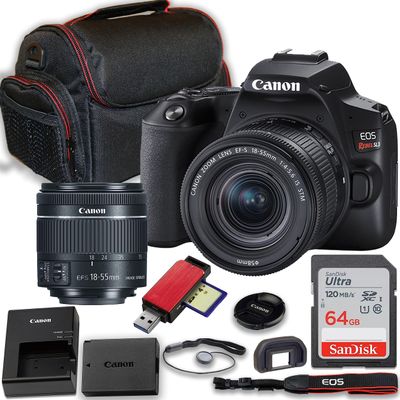 Canon EOS Rebel SL3 DSLR Camera with Canon EF-S 18-55mm f/4-5.6 is STM Lens + 64GB Memory Card + Case, Card Reader & More (Renewed)