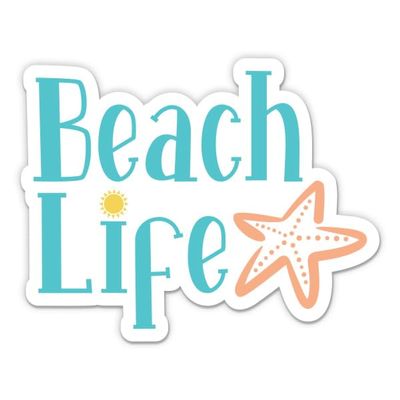 Beach Life Sticker - 5" Laptop Sticker - Waterproof Vinyl for Car, Phone, Water Bottle - Vacation Ocean Waves Pretty Decal