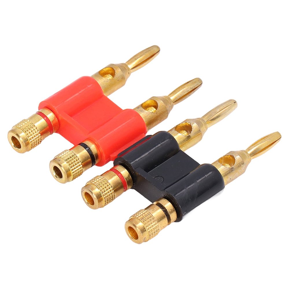 2Pcs Stackable Banana Plugs - Brass Banana Connectors, 2 Way Male Plugs for Speaker Wire