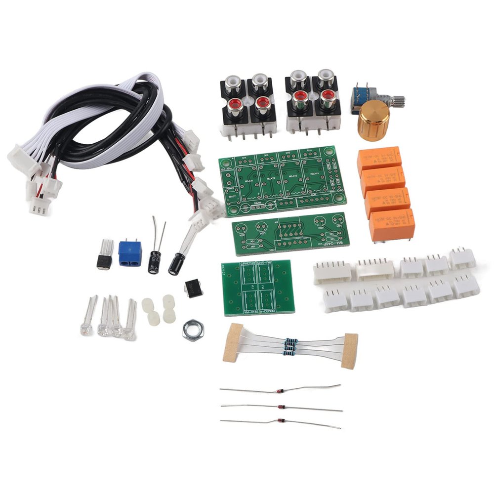 Audio Input Switch Board Audio Amplifier Board, Audio Switch Evaluation Board4 Way Audio Input Selector Relay Module DIY Switching Board for Switching