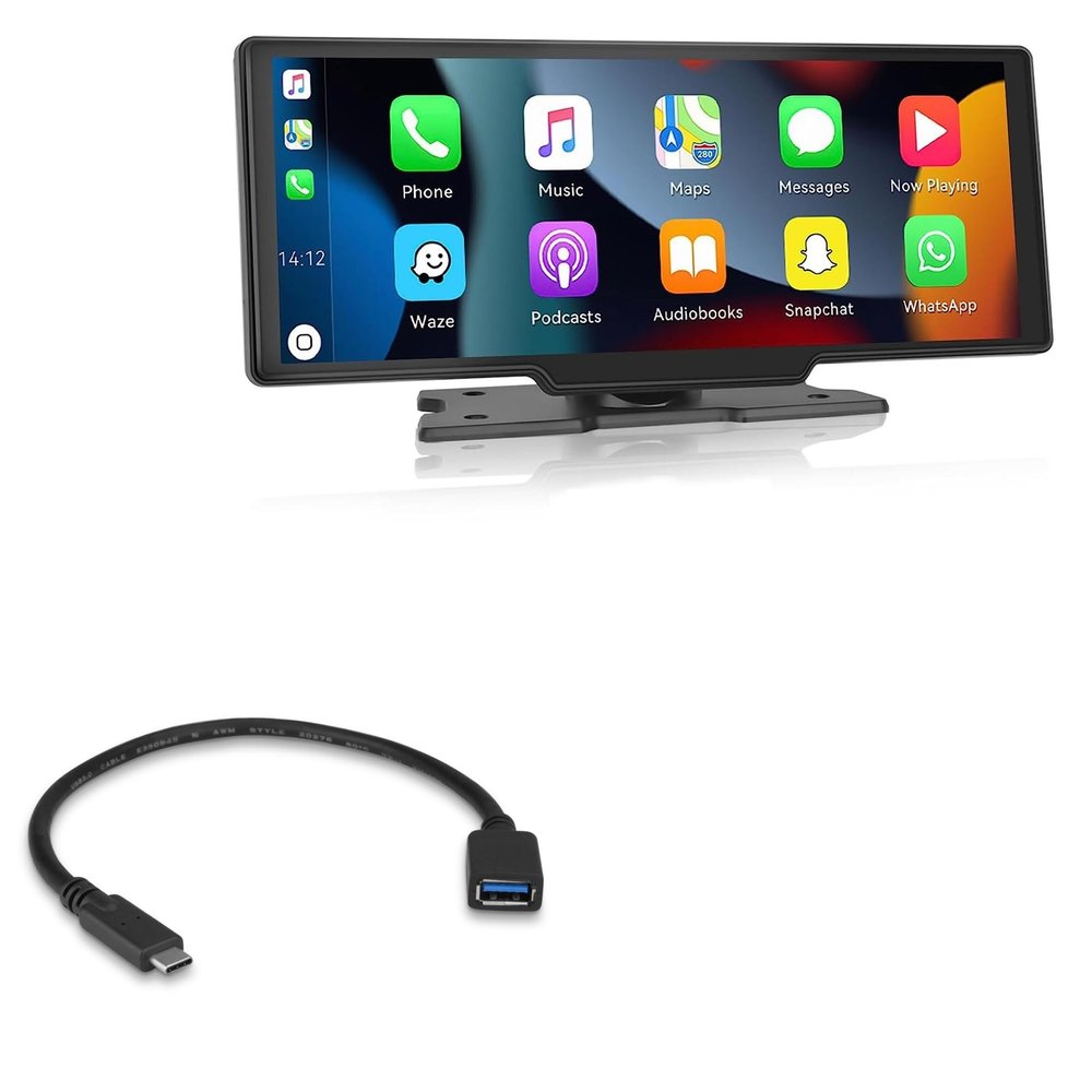 BoxWave Cable Compatible with Roinvou Portable Car Stereo (10.26 in) - USB Expansion Adapter, Add USB Connected Hardware to Your Phone