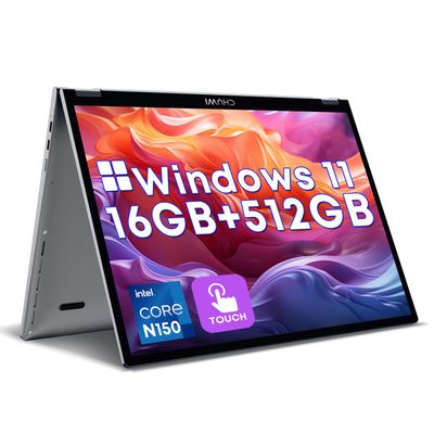 CHUWI 2 in 1 Laptop 10.51", Intel N150,16GB RAM 512GB SSD, Mini Laptop Windows 11, FHD 1920 * 1200 IPS Touchscreen, Backlit Keyboard, WiFi 6, BT5.2, Fan, Pocket PC for Work