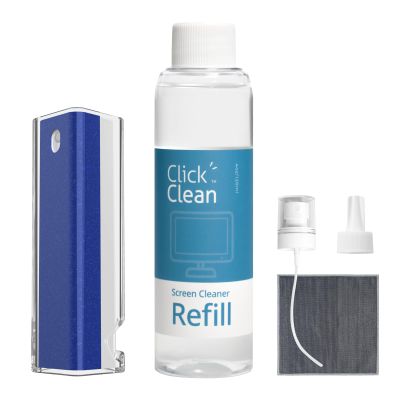 Click Clean Screen Cleaner Refill Kits - 1 Screen Cleane with 4 oz Cleaner Refill and 1 Microfiber Cloth(7.8 x 7.8in), 1 Mini Refill Funnel + 1 Sprayer, for All Phones, Laptop and Tablet Screens