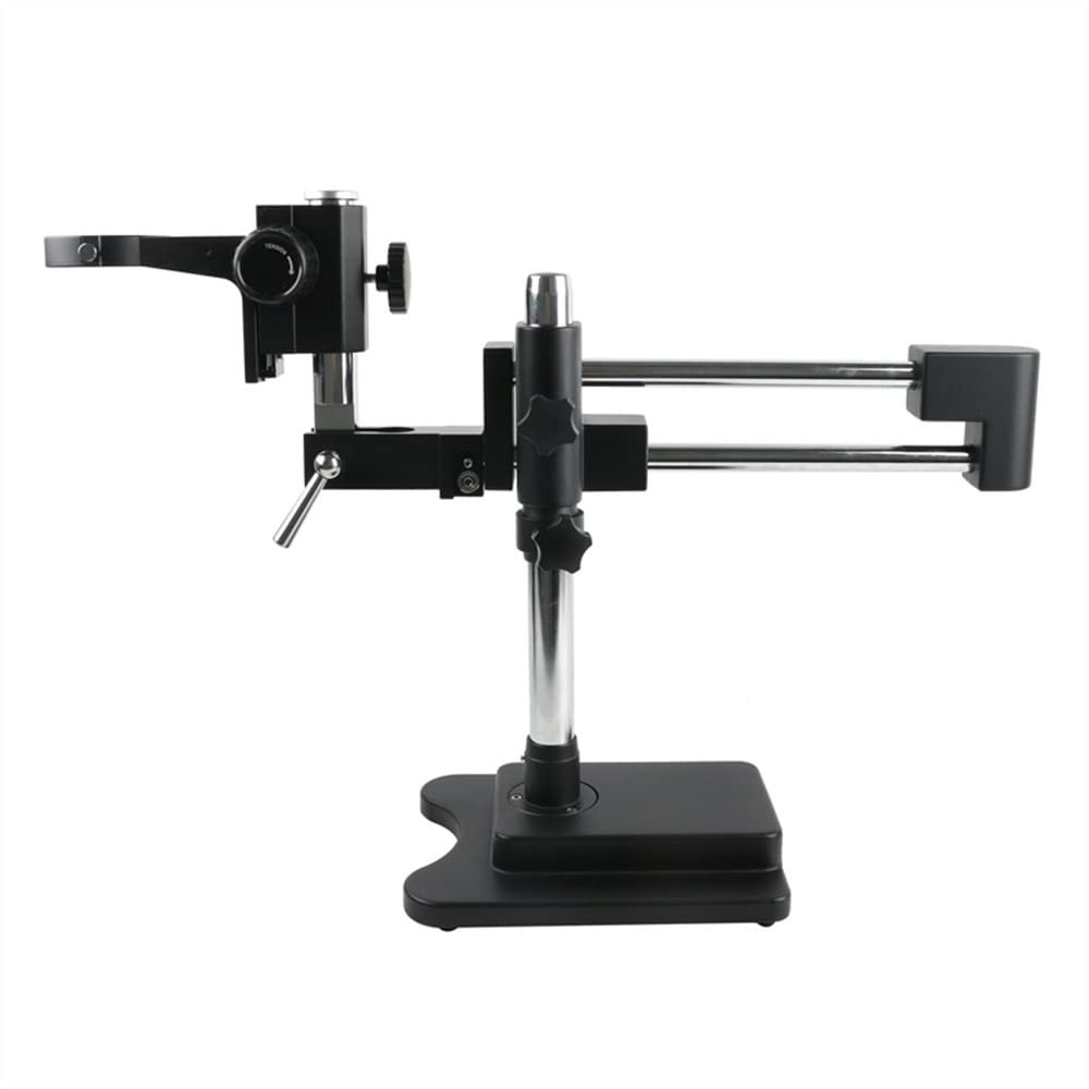 Lab Microscope Slides Universal Double Boom Binocular Trinocular Stereo Zoom Microscope Stand 76mm Focusing Holder Bracket for PCB Industry Lab Microscope Parts (Color : Black)