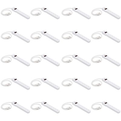 Amazon Basics Surge Protector Power Strip, 6-Outlet with 200J Protection, 2ft Extension Cord, Rectangle, White (20 Pack)