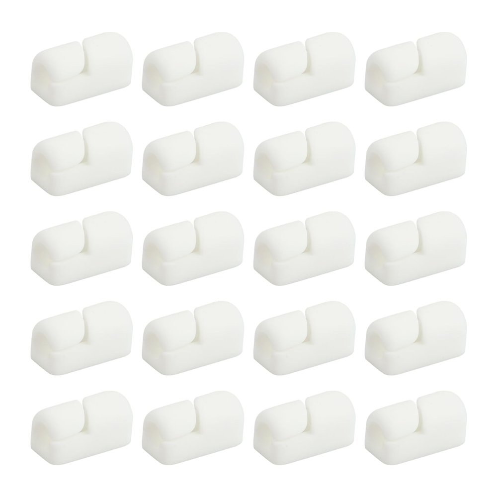 Hemobllo Cable Clips - 20 Pcs Self Adhesive Wire Clips Cable Organizer Silicone Cord Holder Cable Management Clips Wire Organizer Clips, Hole Diameter 7mm