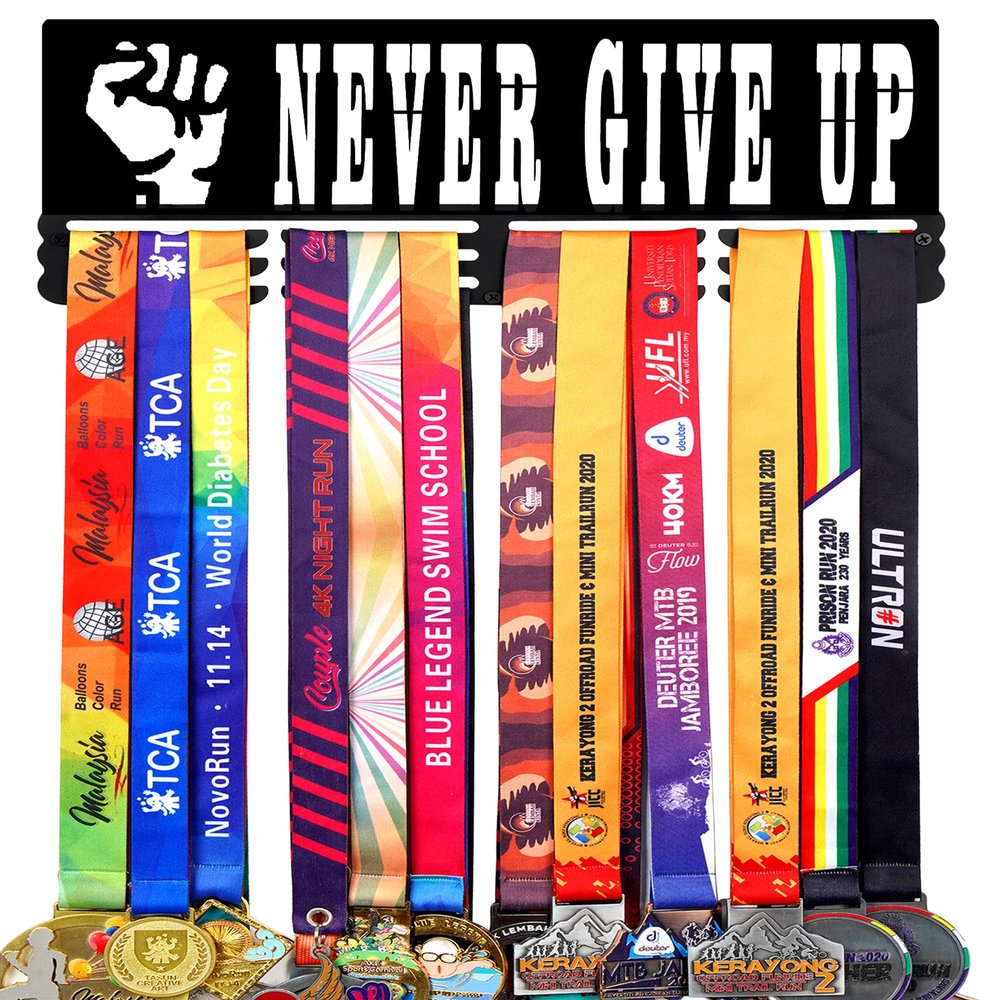 Goutoports Medal Holder Display Hanger Rack Frame for Sport Race Runner Sturdy Black Steel Metal Over 60 Medals Easy to Install-HOL32P
