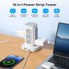 TROND Surge Protector Power Strip Tower - 15ft Flat Plug Extension Cord with Multiple Outlets, 4 USB Ports, Vertical Charging Station, 1700 J, Home Office Desk Supplies, Dorm Room Essentials, White view 3
