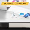 2 Inch Desk Power Grommet USB C PD 20W, Recessed Power Strip Socket with AC Plugs and 2 USB Charging Ports, Hidden Power Strip for Office Furniture Conference Room Kitchen Table, White view 3