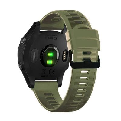 CYSUE Silicone Smart Watchband + 3pcs Anti-Dust Cap For Garmin Forerunner 945 935 Fenix 5 Plus Smartwatch Bracelet Wristband (Color : Army green)