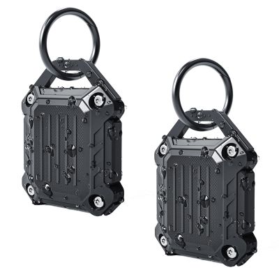 Dovick- Waterproof Airtag Keychain Holder Case,Screw Full Cover Compatible with Apple Air Tag Tracker Key Ring Black 2Pack