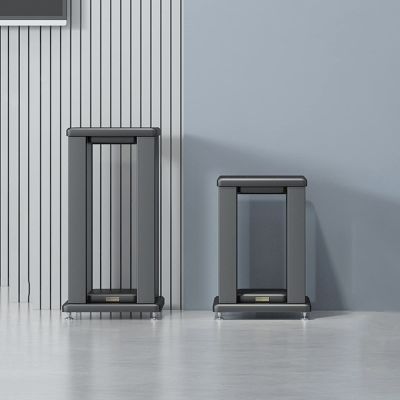 Speaker Stands,Surround Floor Bookshelf for Satellite Speakers and Surround Sound Systems, with Double Wooden Base