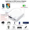 KikoSaka Lightning to USB Camera Adapter for iPhone with Lightning Charging Port USB 3.0 Female OTG Cable Keyboard Mouse No Support USB C, SSD view 2