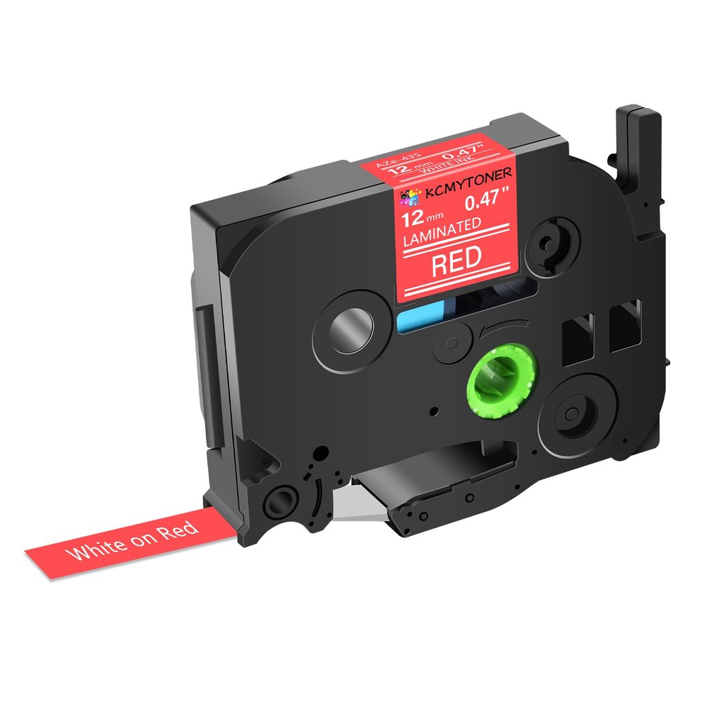 KCMYTONER 1 Pack Compatible for TZe-435 TZe435 TZ435 TZ-435 Laminated Ptouch Label Tape 12mm 0.47 Inch White on Red Tape for PT-D210 PT-H110 PT-D220 PT-D410 PT-D600 Label Maker
