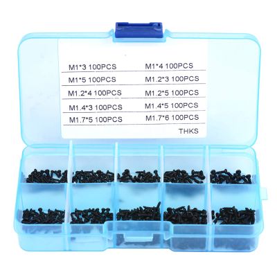 1000pcs Small Screws, Selftapping Screws, Computer Screws, M1 M1.2 M1.4 M1.7 Pan Head Small Screws, Assortment Kit for Repairing Watches, Electronics