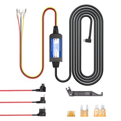 Dash Cam Hardwire Kit Cable - 13ft COOAU Dashcam Hard Wire Micro USB Ports for Car with Acc Detection 24H Parking Monitoring | 3 Fuses Types for Dash Camera D30S D20 D20S (CH410)