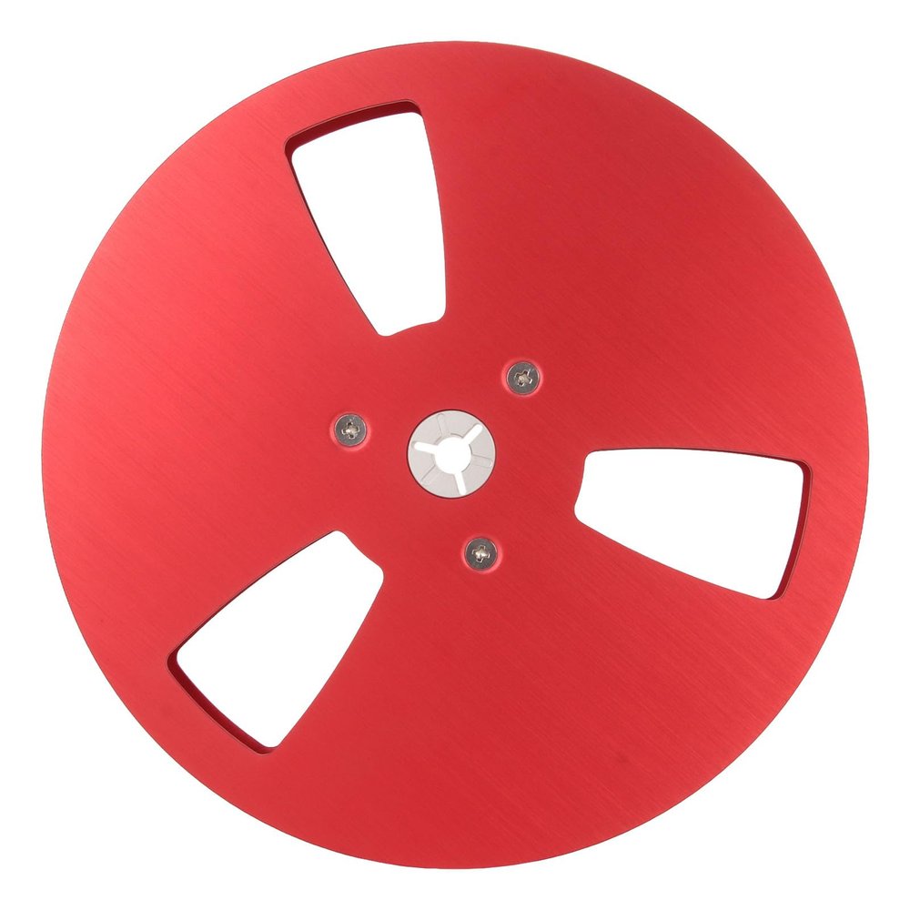 Take Up Reel, 7 x 1/4 Empty Small Hub With 3 Holes, Aluminum Alloy Universal Open Audio Takeup for Recording Nab (Red)