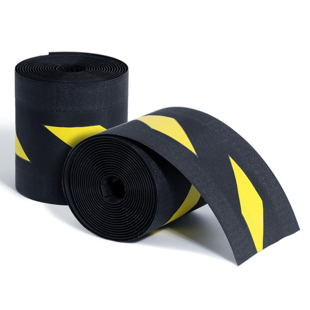 2 Pcs Floor Cord Cover for Office Carpet Wire Cover Under Desk Cable Grip Strip Management Hold Cords in Place for Power Cords Audio Cables Coaxial Cable (3.9 Width X 10Length) (Black and Yellow)