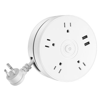 Meloyankoo Retractable Power Strip with 6ft Extension Cord, 4 Outlets + 2 USB Ports - Portable for Travel, Home, and Office (White)