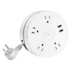 Meloyankoo Retractable Power Strip with 6ft Extension Cord, 4 Outlets + 2 USB Ports - Portable for Travel, Home, and Office (White) view 1