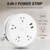 Meloyankoo Retractable Power Strip with 6ft Extension Cord, 4 Outlets + 2 USB Ports - Portable for Travel, Home, and Office (White) view 4