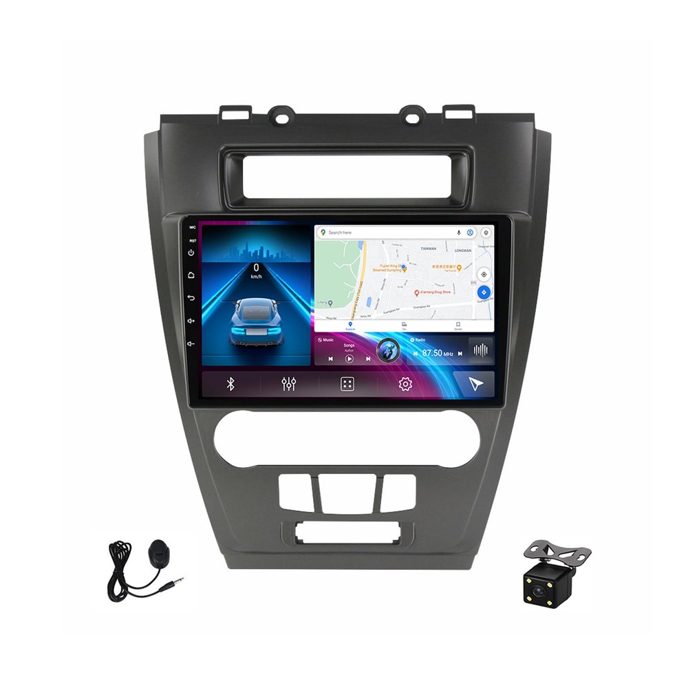 Android Car Stereo 9 Inch Touchscreen Bluetooth Car Radio for Ford Fusion Mondeo Mustang 2009~2012 GPS in-Dash Navigation FM Radio Mirror Link DSP, with Backup Camera+Microphone,4g WiFi,3G+32G