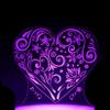 Jinnwell 3D Love Heart Night Light led Lamp Illusion 16 Color Changing Table Desk Decoration Lamps Birthday Gift Acrylic Base USB Cable Toy view 3