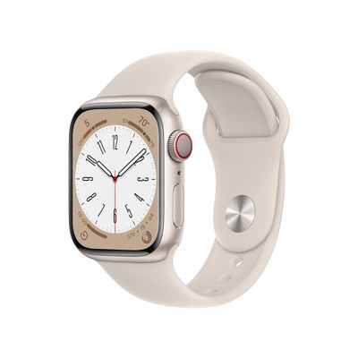 Apple Watch Series 8 (GPS + Cellular, 41MM) Starlight Aluminum Case with Starlight M/L Sport Band (Renewed Premium)