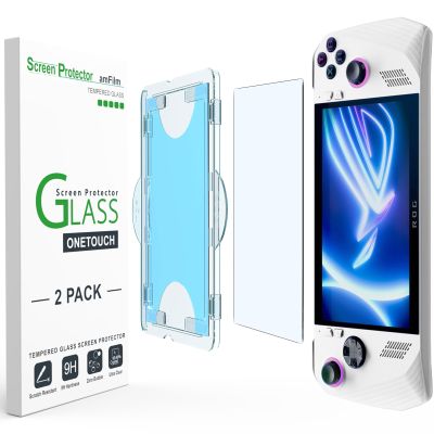 amFilm OneTouch Screen Protector for ASUS ROG Ally X 2024 / ROG Ally 2023 7'' | Auto-Alignment install | Bubble Free | 9H+ Military-Grade Tempered Glass | Drop Protection | FHD Clarity | 2 Pack